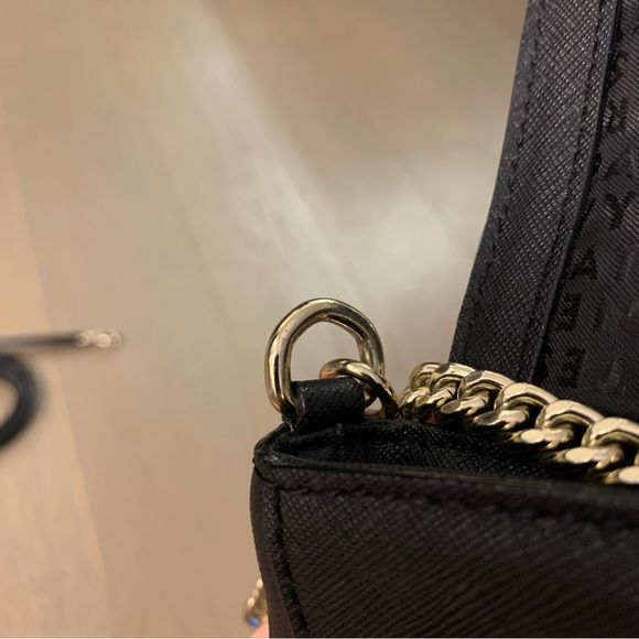 Kate Spade Black Leather Purse with Gold Chain & Black Leather Crossbody Strap - Picture 13 of 16
